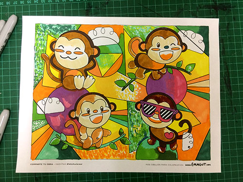 monos pintar imprimir infantiles